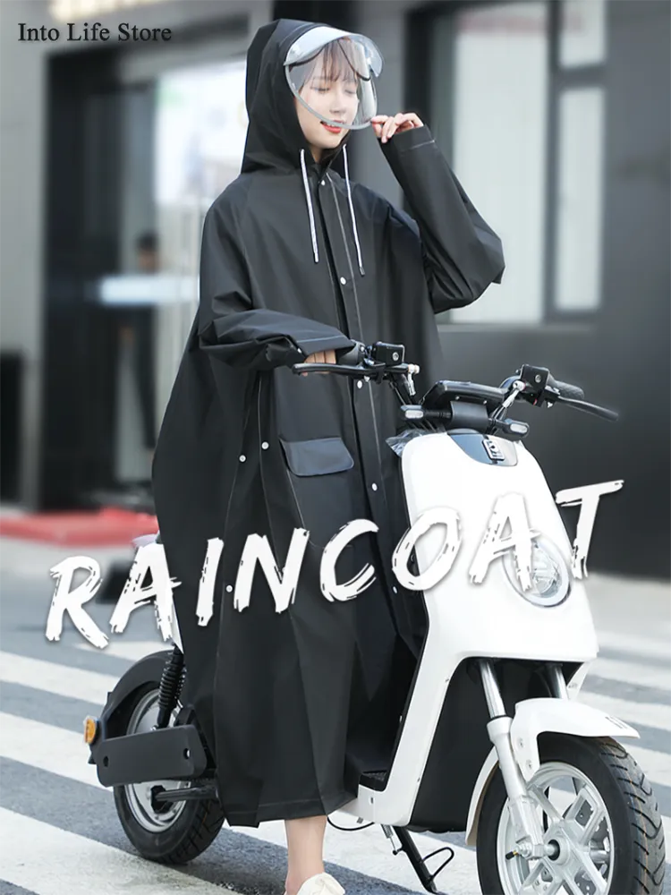 Chubasquero largo para mujer, chaqueta impermeable, capa impermeable, batería eléctrica, Poncho para motocicleta, ropa impermeable gruesa para montar