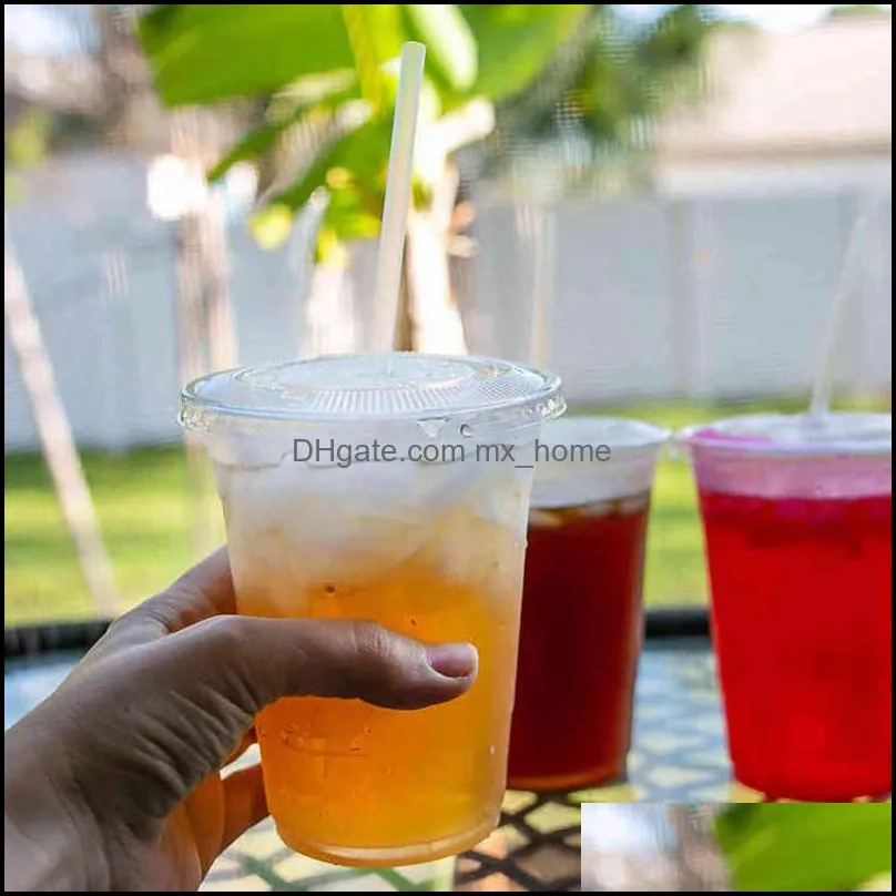 16 oz Disposable Clear Plastic to go Cups with Lids and Straws For Ice Coffee,Bubble Tea,Smoothie,Cold Beverage A0629