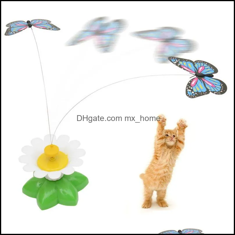 Kattleksaker levererar husdjur hem trädgård rolig matic elektrisk roterande colorf fjäril kattunge hund intelligence träning leksak jk2012xb drop lever