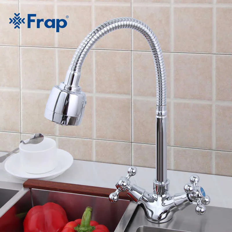 FRAP Top Quality Kitchen Sink Faucet Mixer Cold and Kitchen Tap Mixer Silver Single Hole Water Tap torneira cozinha F4319 210724