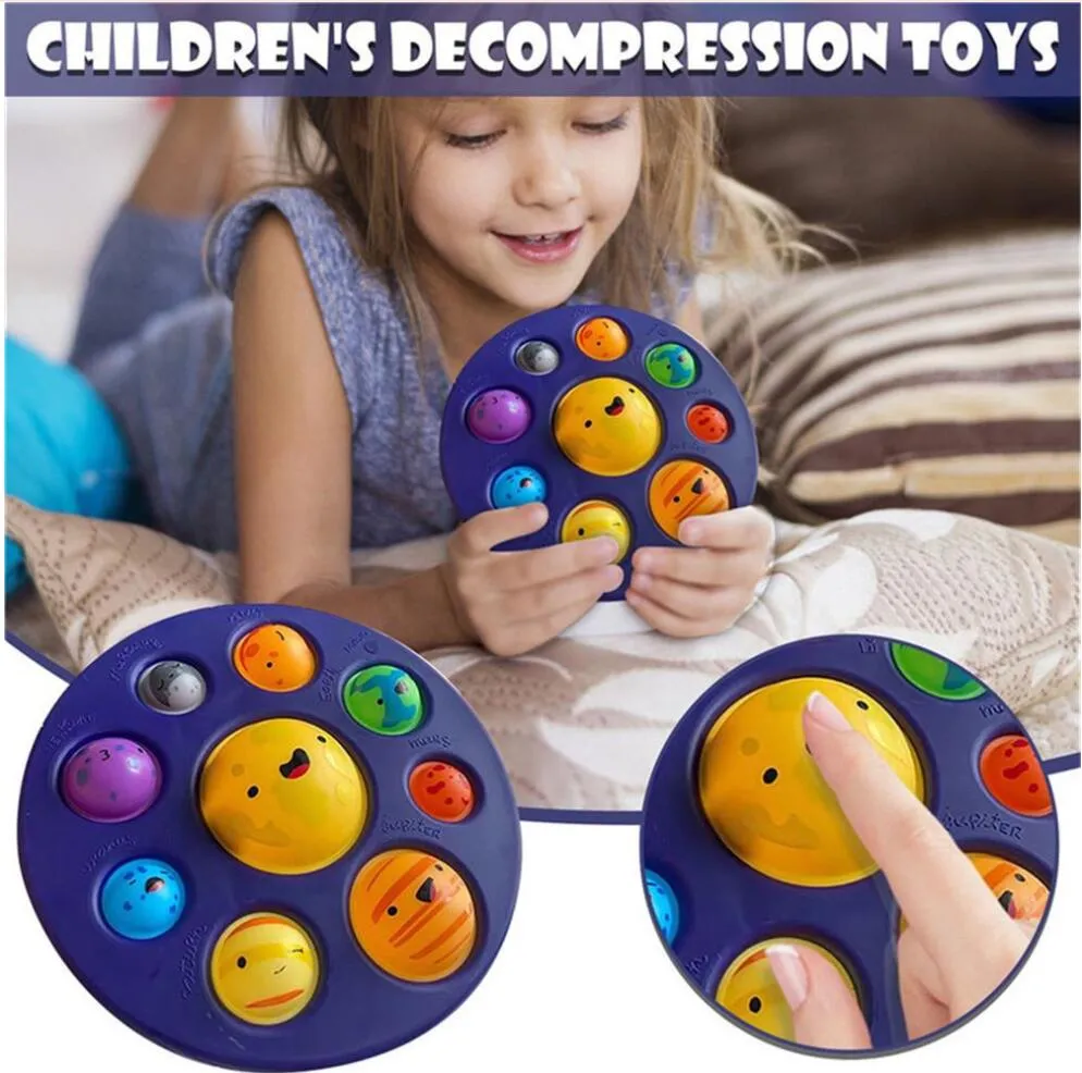 DHL 3-7 Leverans! Simulering Planet Party Favor Enkel Dimple Sensory Fidget Leksaker Antistress Squeeze Relief Stress Angst Toy för Kids Chidren Gift CT10