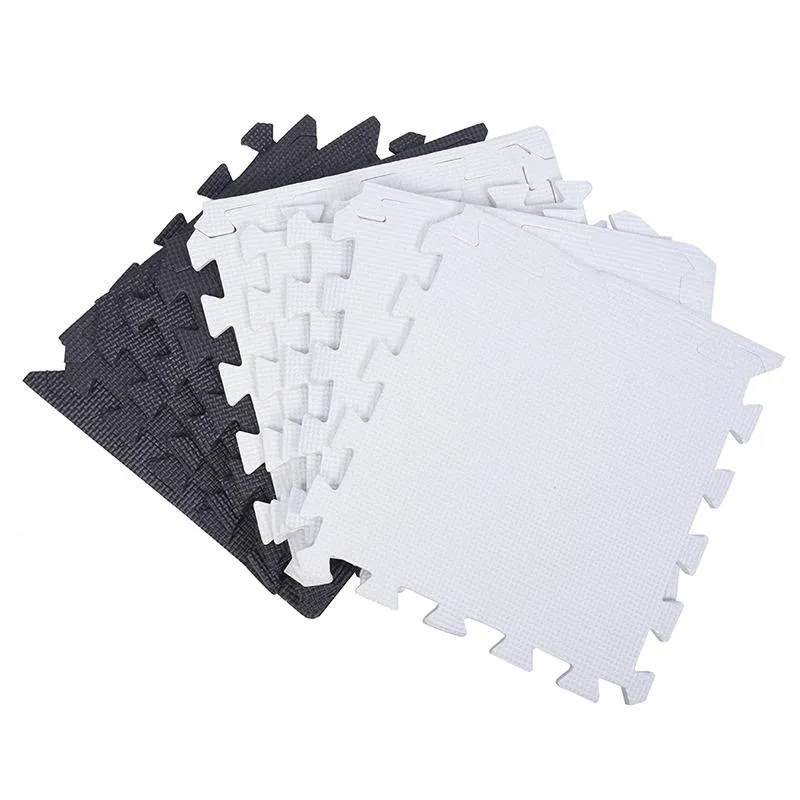 Tapis de 10 pièces Eva Mousse Puzzle Tapis de sol en verrouillage - Blanc et noir