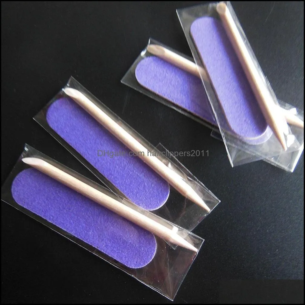 Wholesale- 10 pcs mini manicure set pedicure kit disposable nail kit hotel nail file wood nail file cuticle wood stick