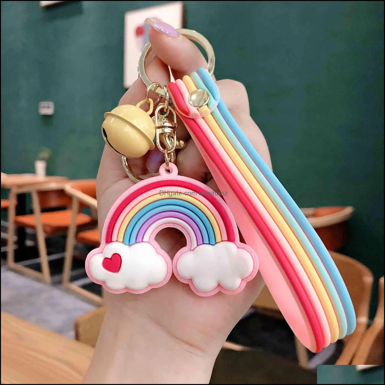 Keychains Version Girl`s Creative Soft Plastic Ring Schoolbag Seven Pendant Accessories