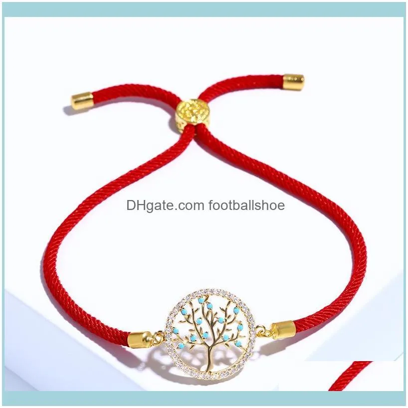 Designers Korean fashion personality red rope life tree Zircon simple small Bracelet