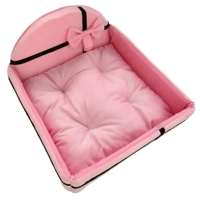 Sweet Dog Cat Bed Huisdier Puppy Kat Afneembare Nest Zachte Warm voor Slapende Katoenen Matten Bank voor Kleine Grote Hondenmand Huisdier Bed 210924