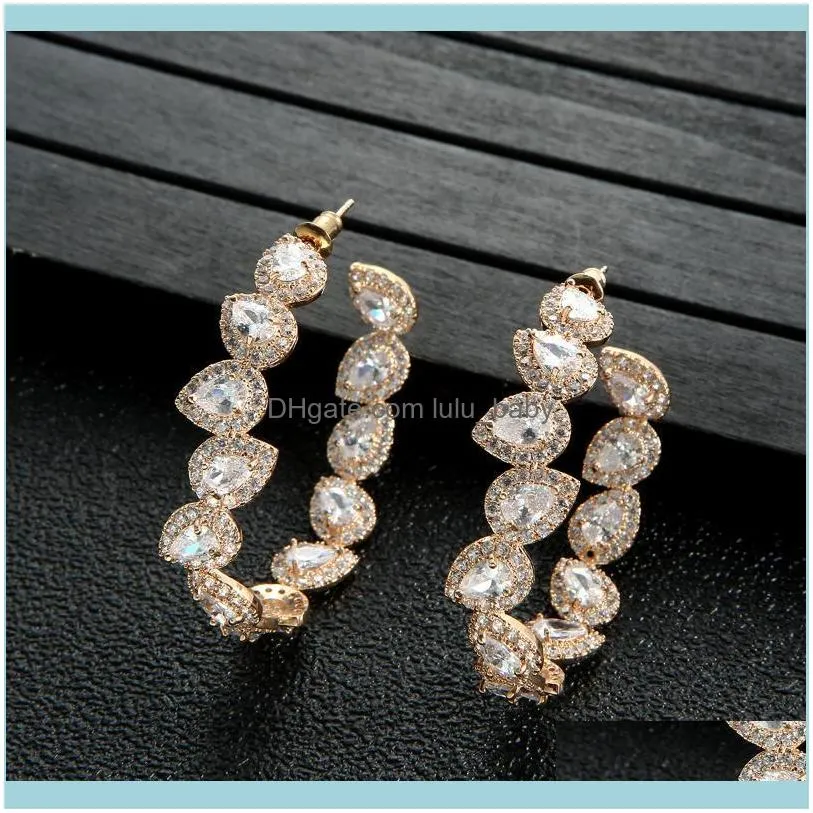 Luxury Shinning Leaf Shaped Earrings Full Mirco Paved Cubic Zircon Naija Dubai Wedding Fashion High End Jewelry Hoop & Huggie