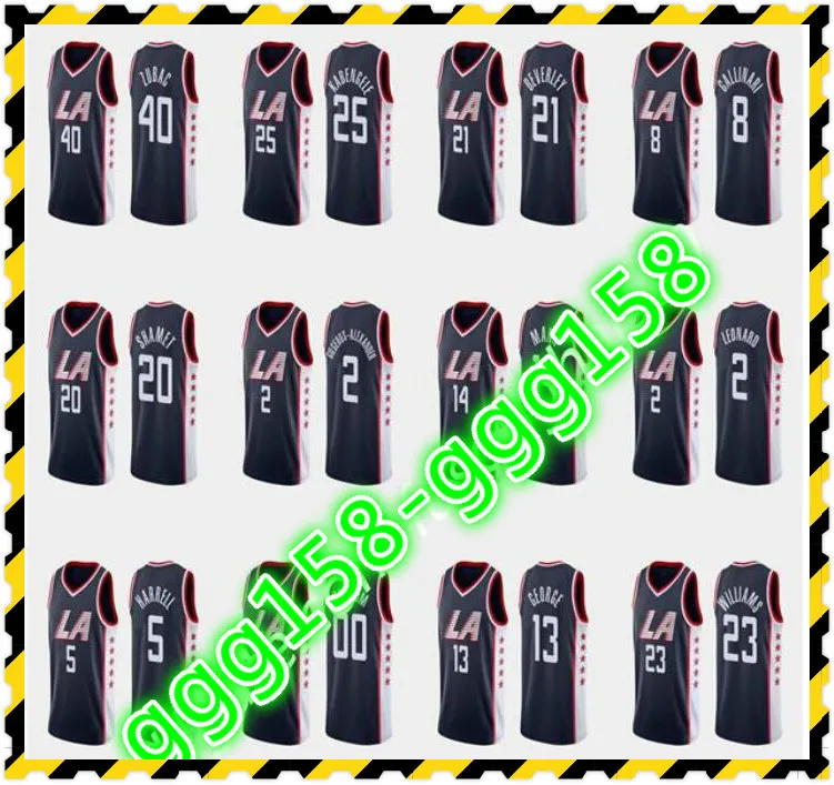 プリントメンズ女性子供キッズジャージャー任意のプレーヤーPaul George Kawhh Leonard Lou Williams Shai Gilgeous-Alexander Basketball Jerseys Uniform