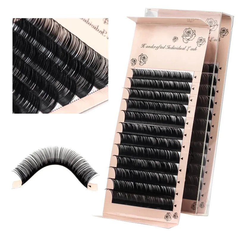 Toptan Bireysel Klasik C / D Kıvrım Kirpik Uzatma Natrual Bak Lashes Rus Ses Lashes Mat Faux Vizon Profesyonel Cilos