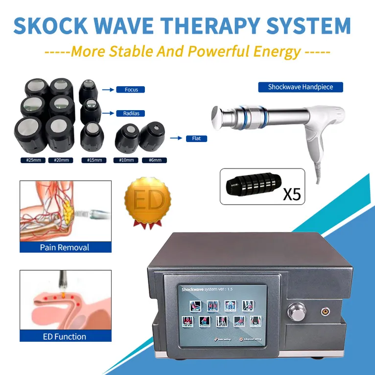 Bantmaskin fysioterapi chock våg smärta lindrar chockvåg pneumatiskt radiell våg för ED -behandling