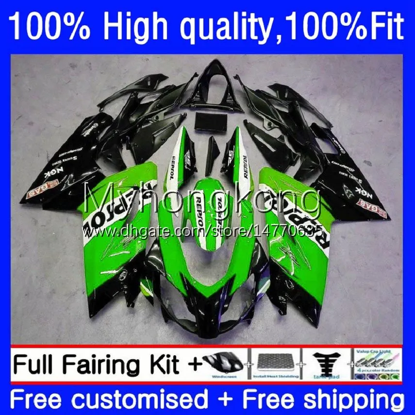 Fairings de injeção para Aprilia RS-125 RS4 RSV 125 Rs 125 RR 125RR Repsol Verde RSV-125 8No.27 RSV125 RS125 R 06 07 08 09 10 11 RSV125RR 2006 2007 2008 2009 2011 2011 OEM corpo