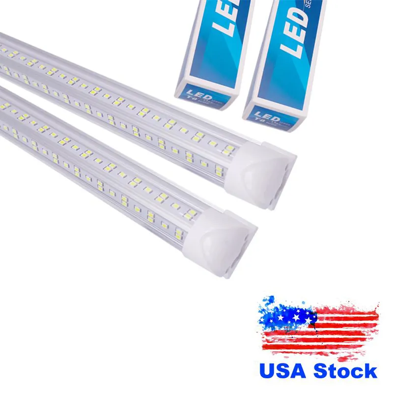 T8 V-formade LED-rörljus integrerad 3FT 4FT 5FT 6FT 8 FOOT Kylare Dörrbelysning 4 Row Shop Tubes Fluorescerande fixture USAlt