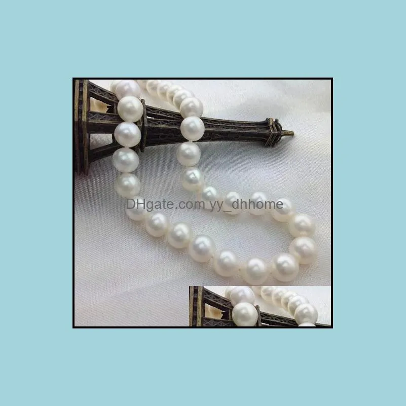 Beaded Necklaces & Pendants Jewelry Wholesale 8-9Mm White Flawless Perfect Circle Glare Natural Pearl Necklace S925 Sier Buckle Drop Deliver