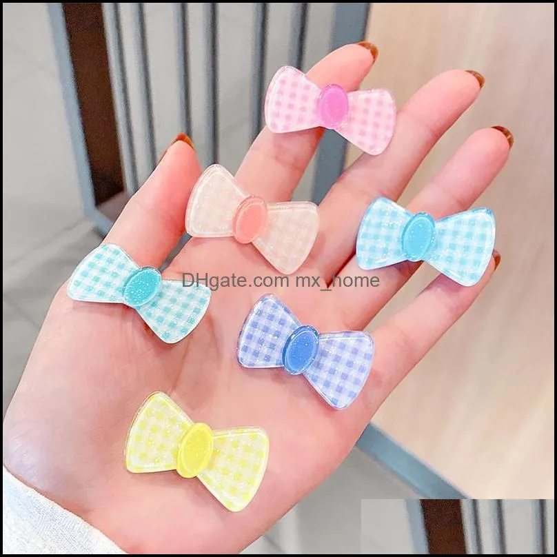 Hair Accessories 2Pcs/Set Cute Plaid Small Bow Hairpins For Girls Kids Lovely Candy Colors Clips Barrettes Fashion