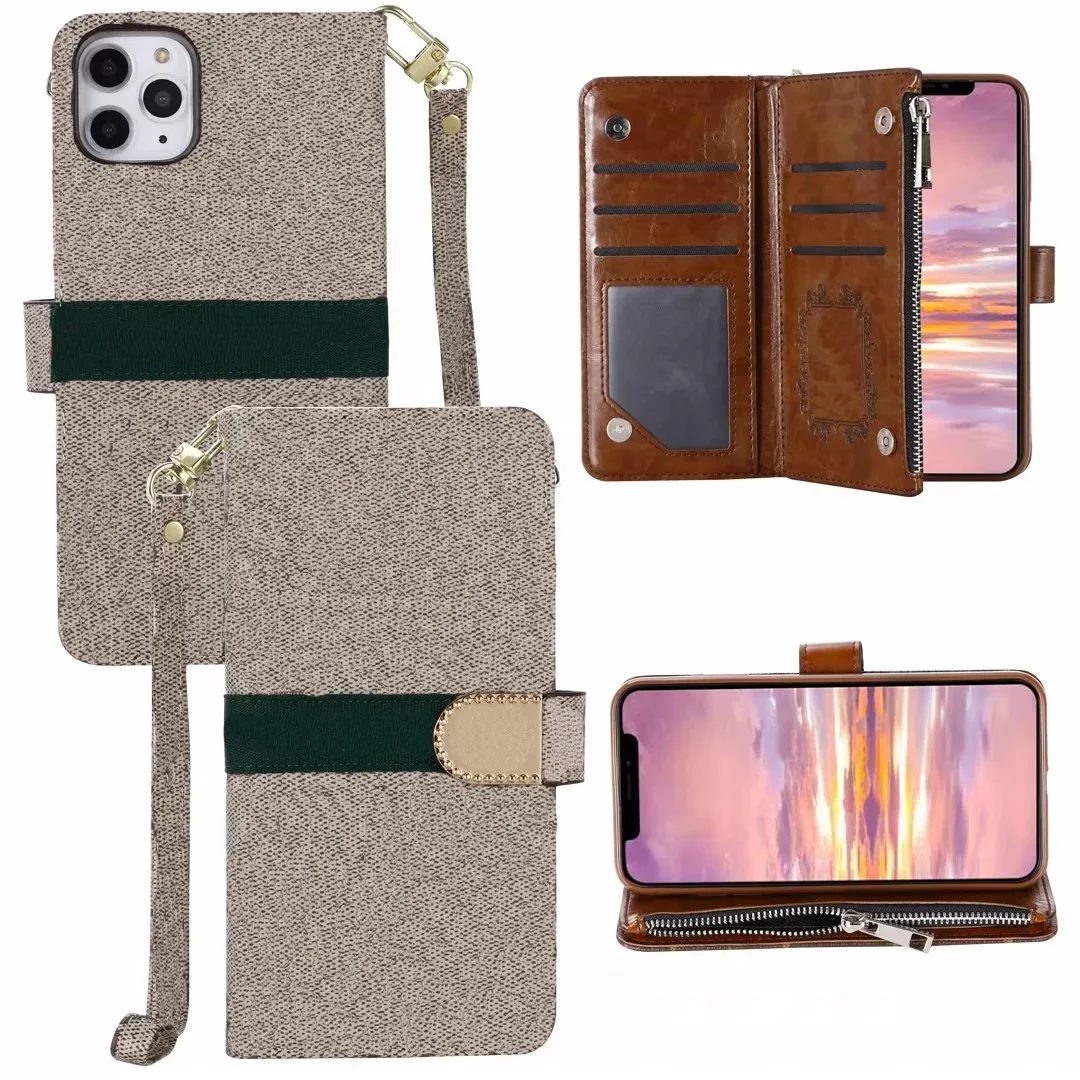 Fashion designer phone cases for iPhone 12 13 Pro max 11 11Pro XR XS MAX shell leather Multi-function card package storage wallet cover O07