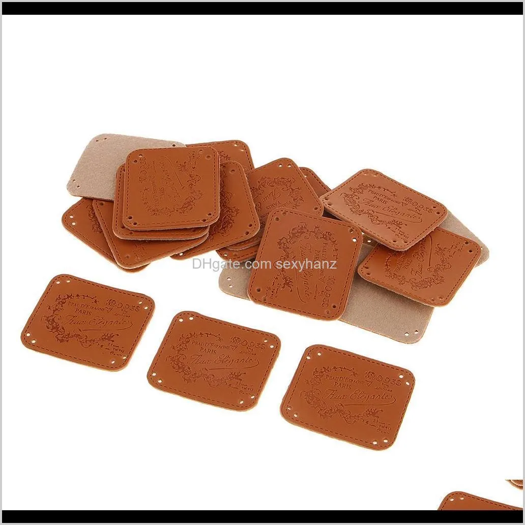 20pcs pu leather tags labels for sewing clothes patches diy handmade crafts