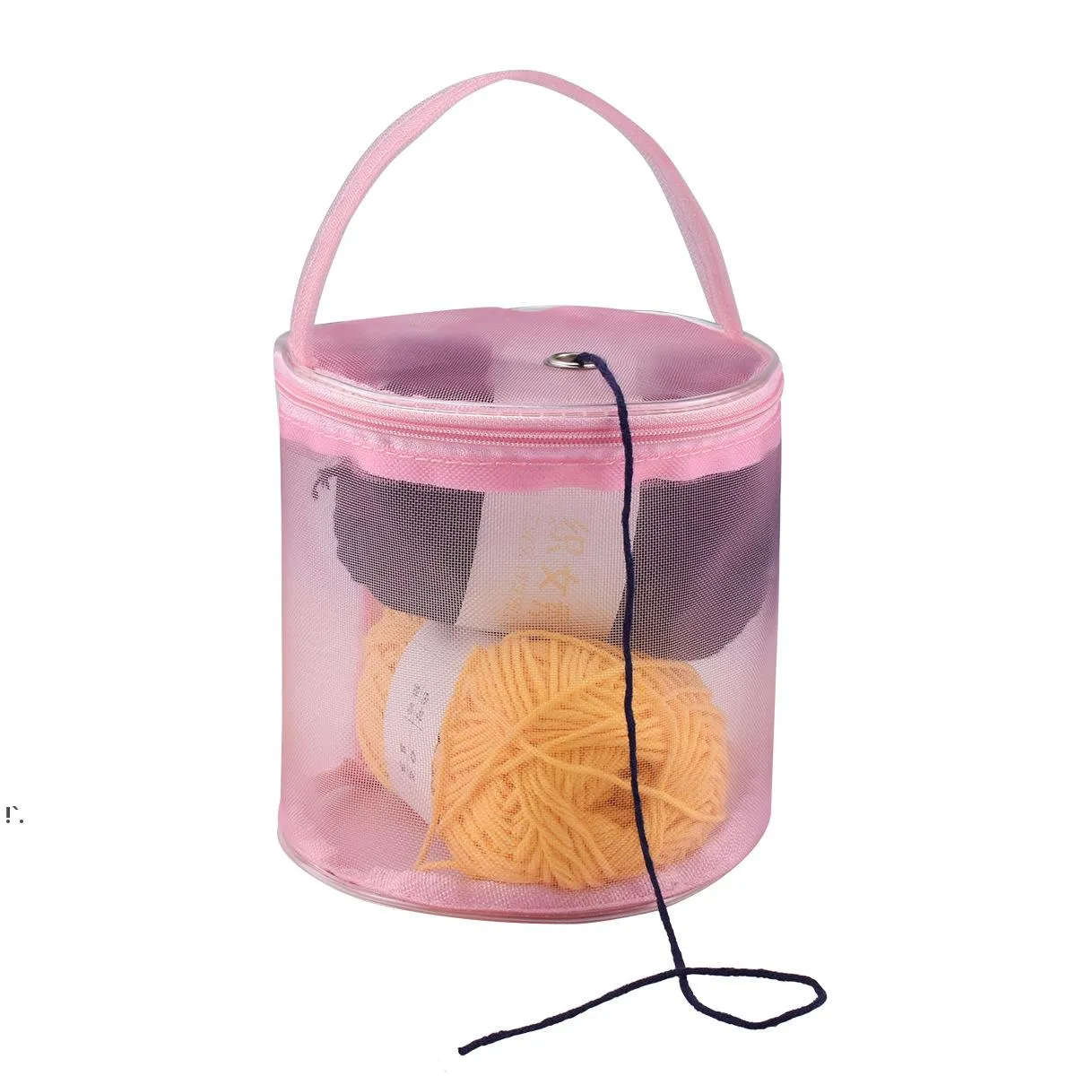 Custodia per borsa per filati per maglieria Custodia per tamburo per filati Donna Uncinetto per filo Borsa tonda in maglia Borse tote fai da te RRE10384