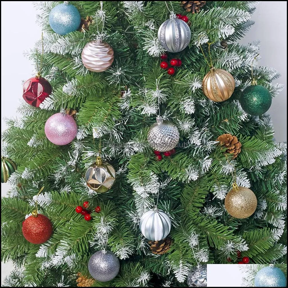 Świąteczna impreza Strona główna Gardenchristmbmas Drzewo Styl Wiszący Dekoracje Dekoracje Zapasy Dekorowane 6 CM * 12 Boksed PVC Christmas Display Balls DRO