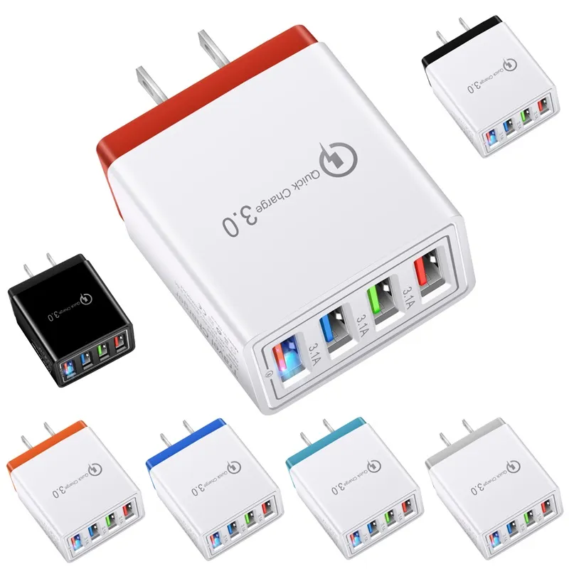 5 V 3A Szybki zasilacz USB ports 4USB Porty Adaptive Mall Charger Smart Charging Travel Universal EU US Plug Opp Pack