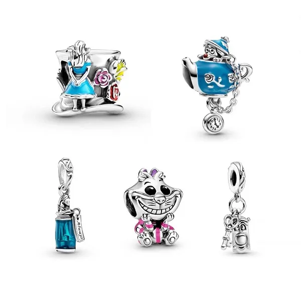 Fit Pandora Charm Bracelet European Silver Charms Enamel Beads Cartoon Teapot key Clown House Pendant DIY Snake Chain For Women Bangle Necklace Jewelry