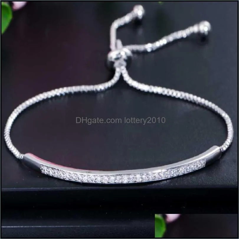 Link, Chain Valentine`s Day Present Adjustable Bracelet Bangle For Women Captivate Bar Slider Brilliant Rose Gold Color Jewelry