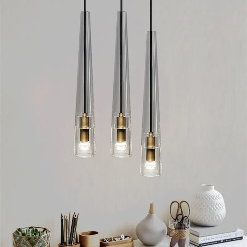 Nordic copper luxury post-modern crystal chandelier lamps For dining room bedroom bedside creative pendant lights E14 220V 110V 230V