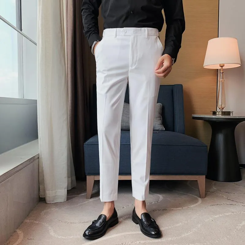 Men's Suits Men's & Blazers High Quality Men Dress Pants Autumn Korean Slim Fit Casual Office Trousers Ankle Length Busi223Y