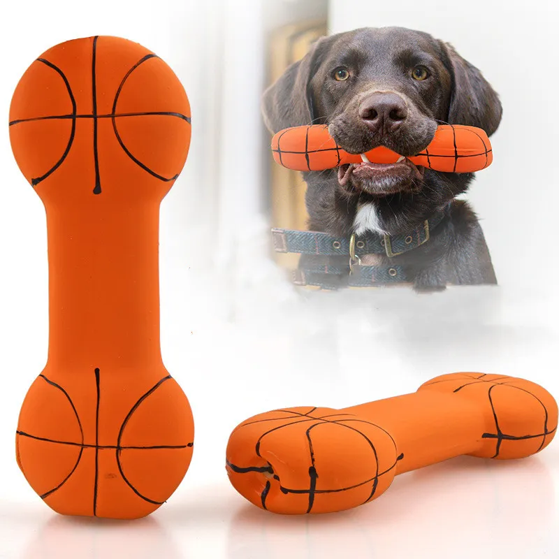 Pet bone Rubber toy Chewing Dogs Pets Teether press sound basketball Bones Large Dog Play Toys WY1324