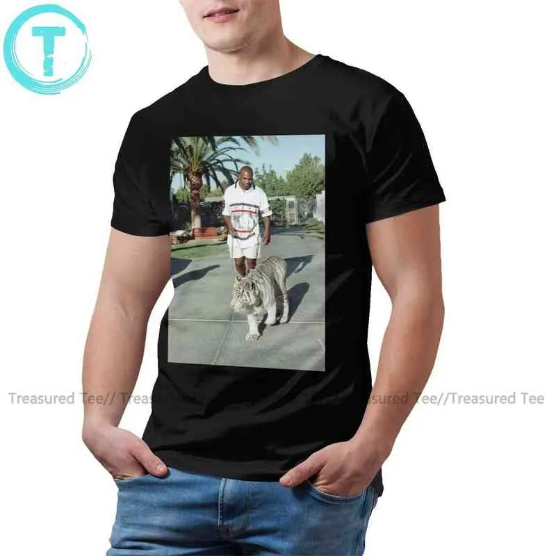 Tiger T Shirt Mike Tyson T-shirt Överdimensionerad 100 Bomull Tee Shirt Tryckt Roligt Kortärmad Manlig Sommar Tshirt G1222