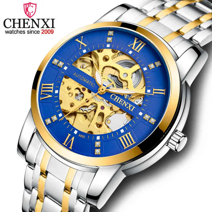 Chenxi Klockor Mäns Automatisk Självvind Mekanisk Armbandsur Manlig Mode Lyx Rostfritt Stål Klocka Relogio Masculino Q0524