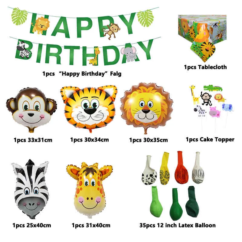  Globos de decoración de fiesta de safari, 68 piezas de animales  de la selva, decoración de fiesta de cumpleaños de niños, safari, baby  shower, cupcakes, paquete de globos de látex y