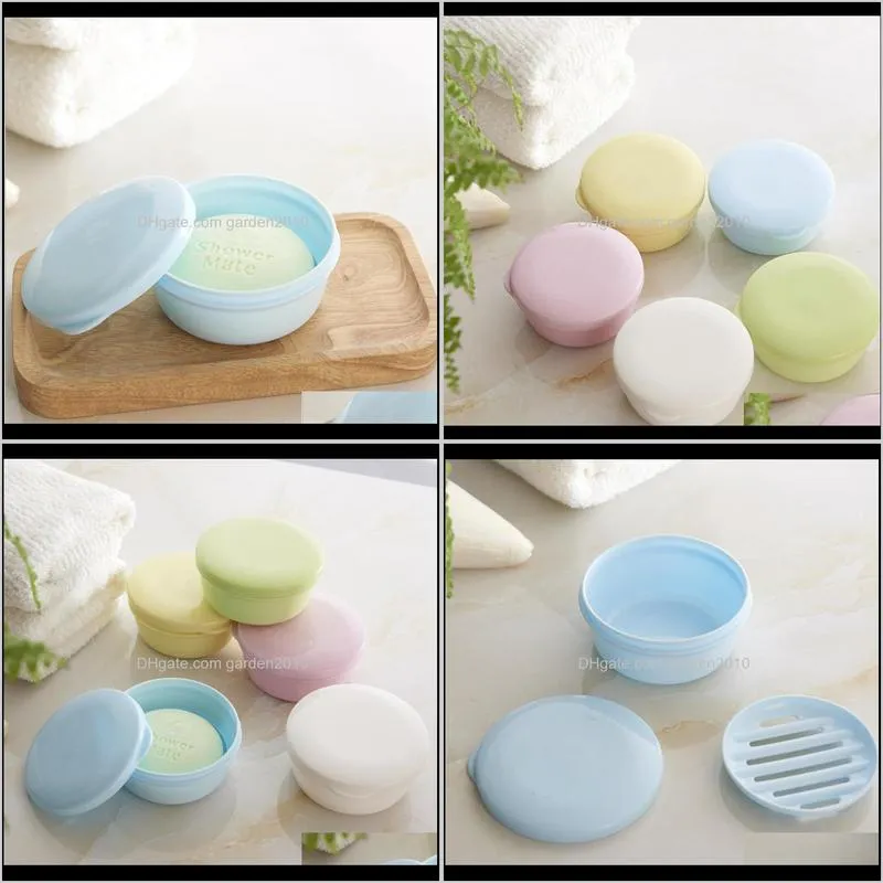 soap dish box bathroom sealed soap case holder container wash shower home round travel supplies