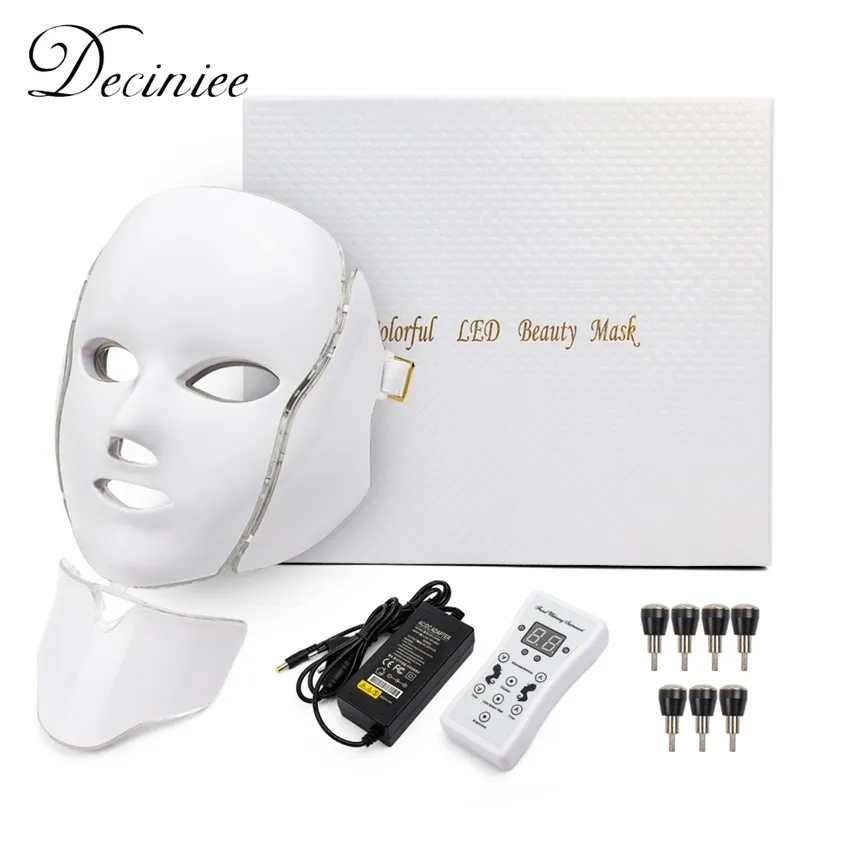 7 Color Led Light Face Mask With Neck Skin Rejuvenation Tighten Acne Anti Wrinkle Beauty Treatment Korean Pon Spa Home 220216