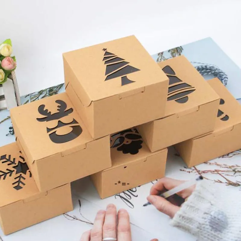 NewChristmas Kraft Paper Peakie подарочные коробки коробки конфеты сумки еда упаковка коробка рождественские вечеринки дети подарок Новый год 10x10x6.3cm lld11350