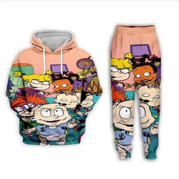 Novos homens/mulheres desenhos animados Rugrats arte dos anos 90 engraçado impressão 3D moda casual moletons/calças de moletom Hip Hop agasalhos