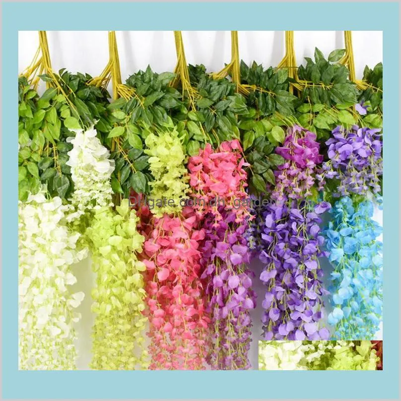 12Pcs Artificial Wisteria Flowers 3.6Ft Fake