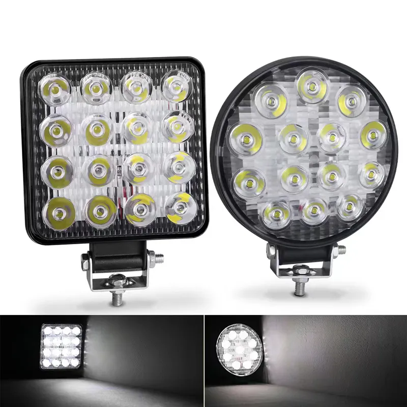 4X barre de lumière LED phare de travail 48W 16 LED lumière de travail tout-terrain 12V antibrouillard pour 4x4 LED SUV ATV barre tracteur phares ampoules projecteur