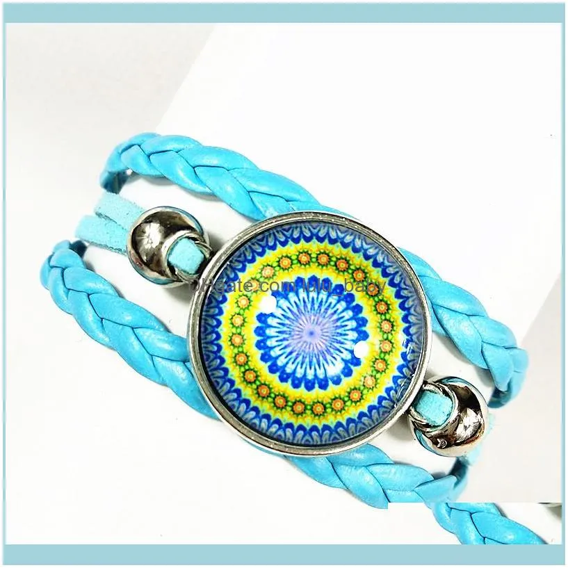 Charm Bracelets 1pc Style Bandanna Bracelet Mandala Flower Buddhism Zen Glass Hand Chain For Women Girls1