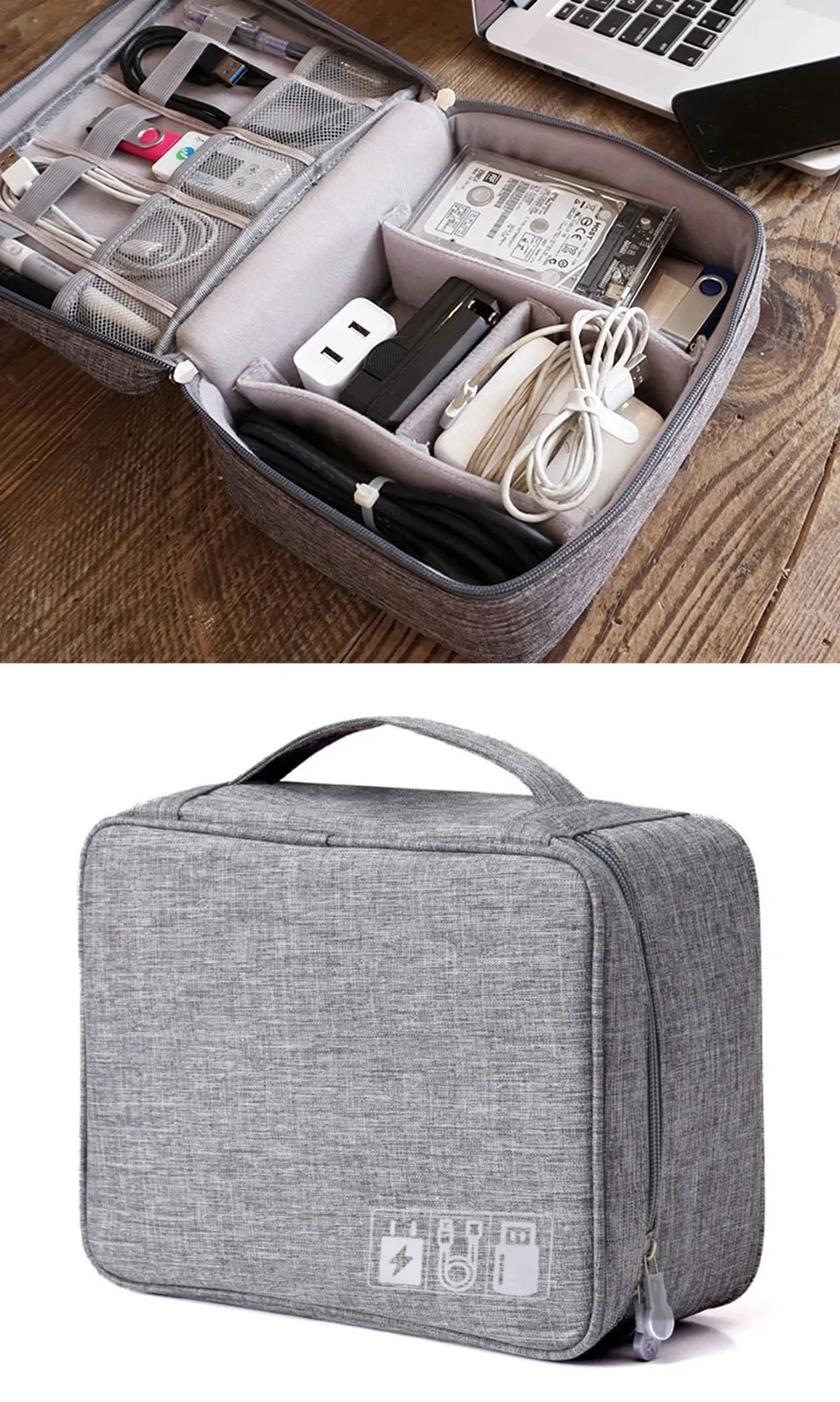 Travel Digital Accessories Storage Bag Portable USB Cable  Gadget Devices Organizer Travel Nylon Cable Case Bag (10)