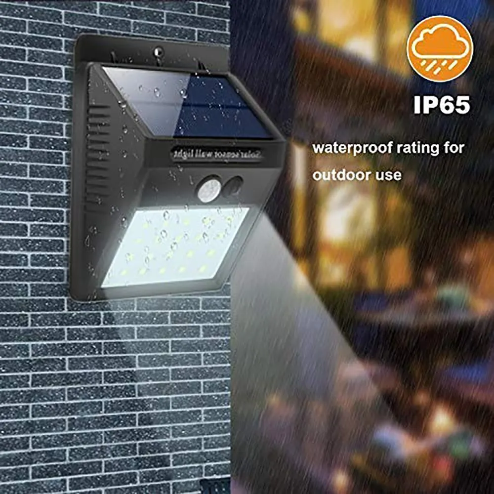 Solen Power 20 LED PIR Motion Sensor Vägglampa Vattentät Utomhus Porch Yard Garden Security Lamp - Svart Kina