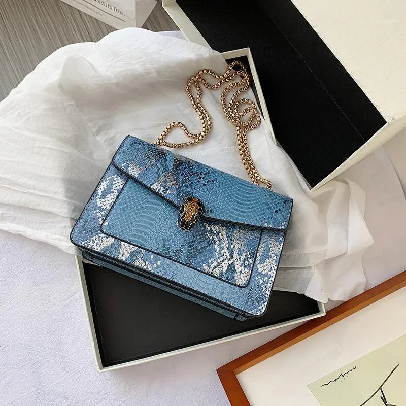 Kadın Moda Serpantin Omuz Messenger Çanta Zincirler Crossbody Çanta PU Deri Çantalar Ve Çantalar Lüks Tasarımcı