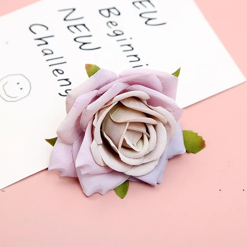 nouveau 1 pcs 7 cm Artificielle Blanc Rose Soie Têtes De Fleurs Pour La Décoration De Mariage Diy Guirlande Cadeau Boîte Scrapbooking Artisanat Faux EWA6049