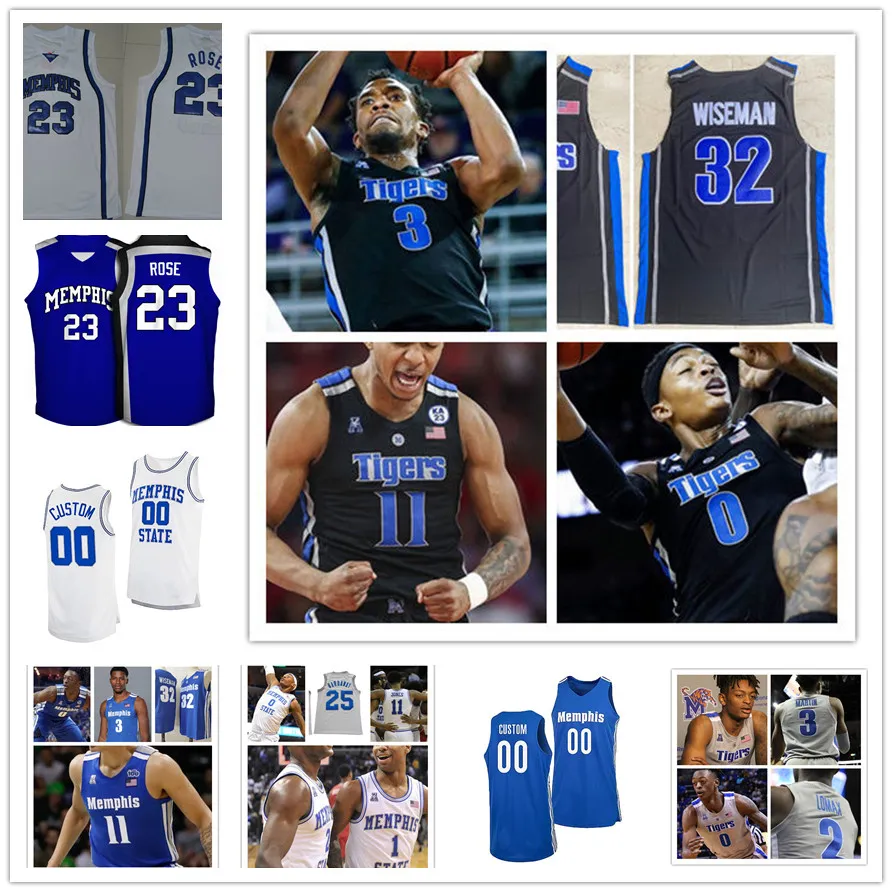 Maillot cousu personnalisé Memphis Tigers Basketball 25 Penny Hardaway 1 Derrick Rose 32 James Wiseman Precious Achiuwa Joe Jackson Elliot Williams Jeremiah Martin