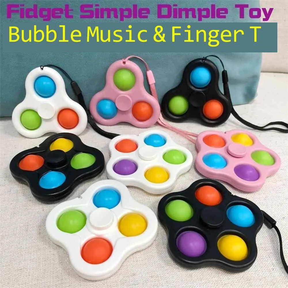 Met Lanyard Fidget Sleutelhanger Toys Bubble Poppers Sleutelhanger Push Spinner Board Stress Relief Decompressievinger Bubbels Squishows DNA Ball G47W6PG