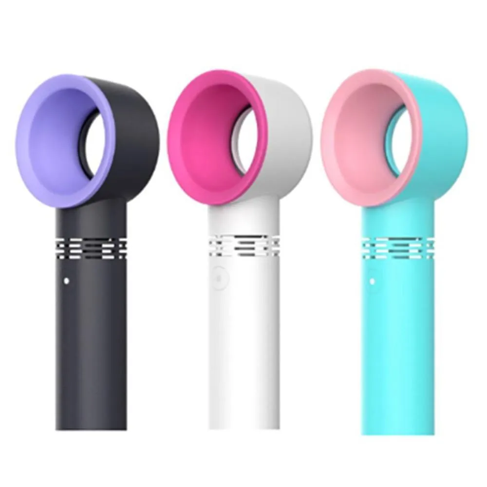 Usb Rechargeable Portable Bladeless Fan Handheld Mini Cooler No Leaf Handy Fan With 3 Speed Level Led Indicator