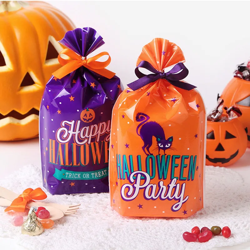 50pcs/lot Halloween Cartoon Cookie Party Decoration Bag Small Gift Jewelry Packaging Bags Food Flat Pocket