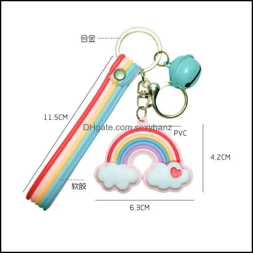 Keychains Version Girl`s Creative Soft Plastic Ring Schoolbag Seven Pendant Accessories