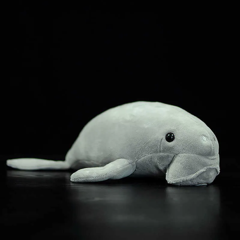 36 cm Długi Soft Grey Dugong Plush Toy Symulowany Ssak morski Dugrons Dugon Faszerowane Zabawki Urodzinowe Prezenty H1025