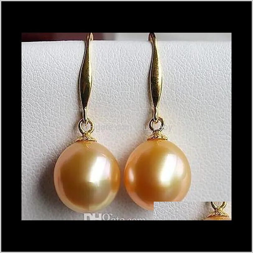 a pair 10-11mm south sea gold pink round pearl earrings 14k gold accessories