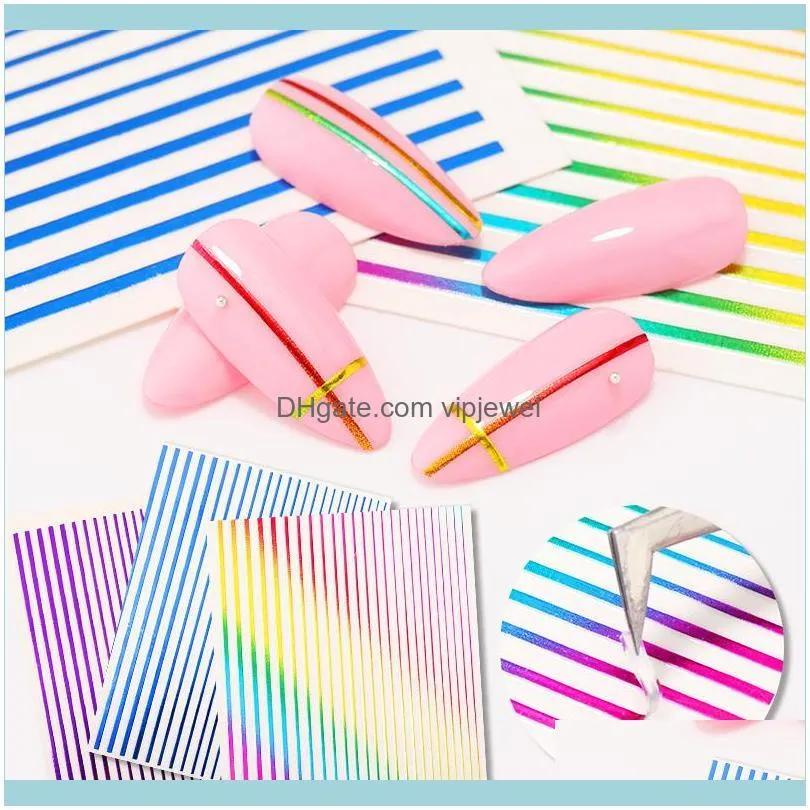 Gradient Stripe Wave Lines 3D Nail Art Stickers Self Adhesive Multi-size Transfer Decal Nail Accessories for Nail Decoration